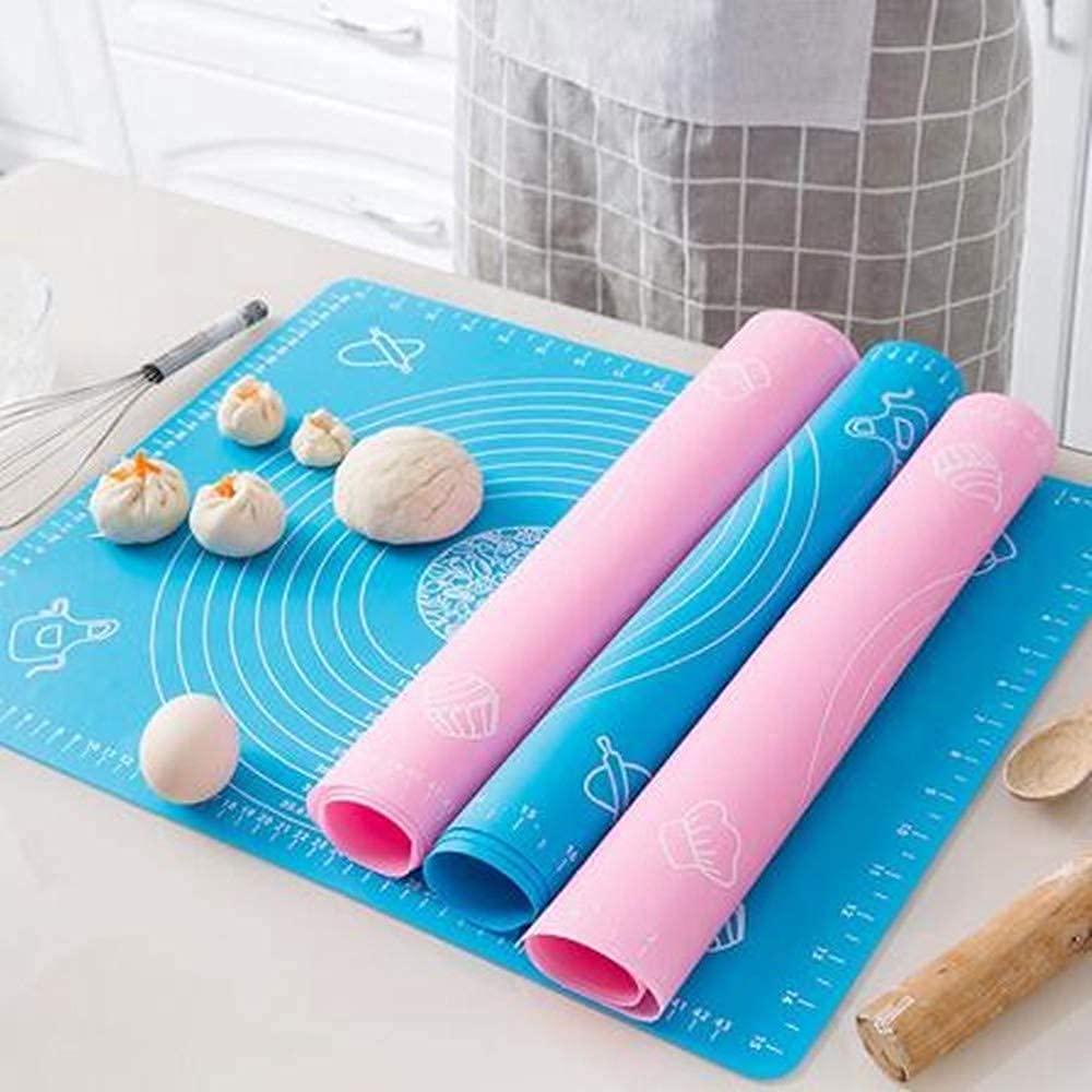 Qatalitic Silicone Baking Mat Roti mat Silicone Chapati Atta Kneading Mat Non - Stick Fondant Rolling Mat Stretchable for Kitchen Roti Chapati Cake – Multicolor (Baking Mat 50 * 40 cm)