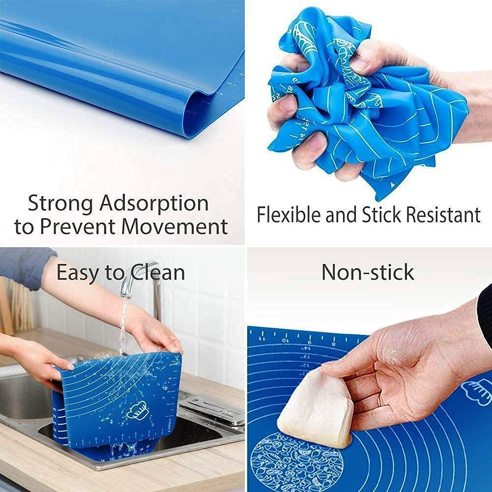 Qatalitic Silicone Baking Mat Roti mat Silicone Chapati Atta Kneading Mat Non - Stick Fondant Rolling Mat Stretchable for Kitchen Roti Chapati Cake – Multicolor (Baking Mat 50 * 40 cm)