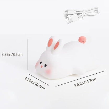 Veriexpress  Big Face Rabbit Night Light for Kids – Cute Silicone Bunny Lamp with 3 Brightness Modes, Rechargeable Battery, BPA-Free Soft Nightlight
