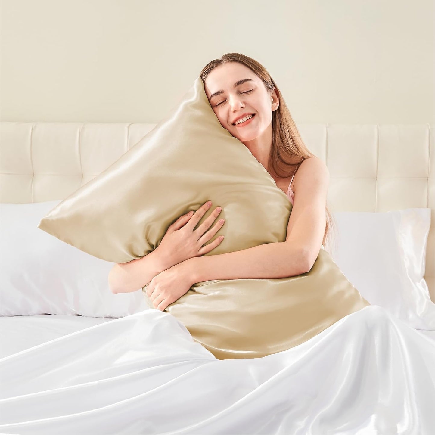 Verixpress Satin Silk Pillow Covers Pack of 2 for Hair and Skin-with Satin Scrunchies for Women Stylish|Satin Pillow coer for Hair|scrunchies for Women