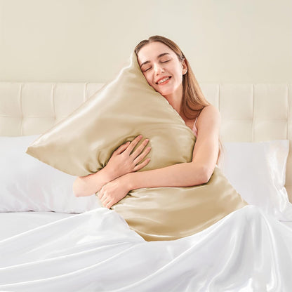 Verixpress Satin Silk Pillow Covers Pack of 2 for Hair and Skin-with Satin Scrunchies for Women Stylish|Satin Pillow coer for Hair|scrunchies for Women