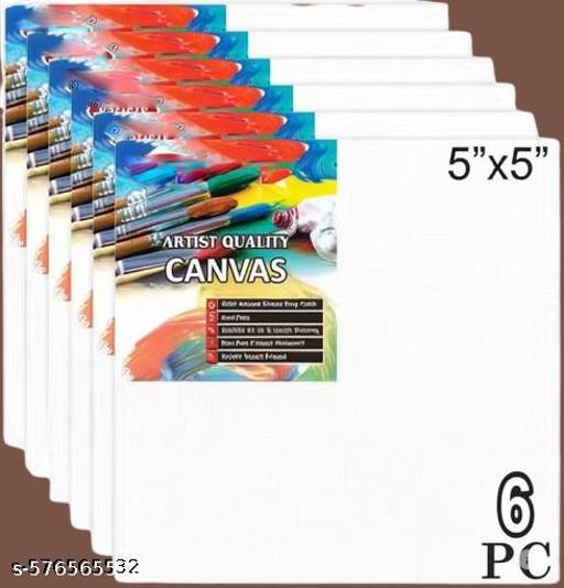 Qatalitic 6 Pcs 6 x 6 inch Canvas Board, Blank White Mini Canvases, 100% Cotton Medium Grain Board Canvas