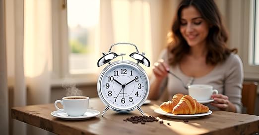 Veriexpress  Table Clock Retro Twin Bell Metal Frame Alarm Clock with Night Backlight Function & Silent Motion, High Volume Bedside Luminous Alarm for Bedroom/Office (Silver Clock) analog