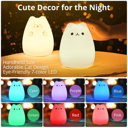 Veriexpress  Cute Kitty Night Light LED Lamp Warm White 7-Color Modes