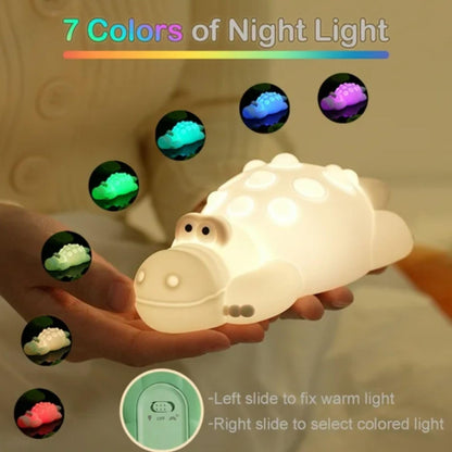 Veriexpress Crocodile Silicone Night Light for Kids – 7 Color Changing LED, Dimmable Touch Sensor, Rechargeable Bedside Lamp with Timer, Cute Light for Baby Boys & Girls