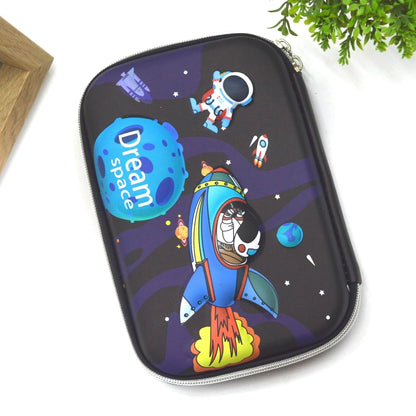 Qatalitic Big Size EVA 3D Cover Pencil Case, Large Capacity (Space Astronaut) Pencil Case with Compartments, School Pouch Organizer for Students, Stylish Pen Holder Pouch, Art Pencil Box (Deep Blue)