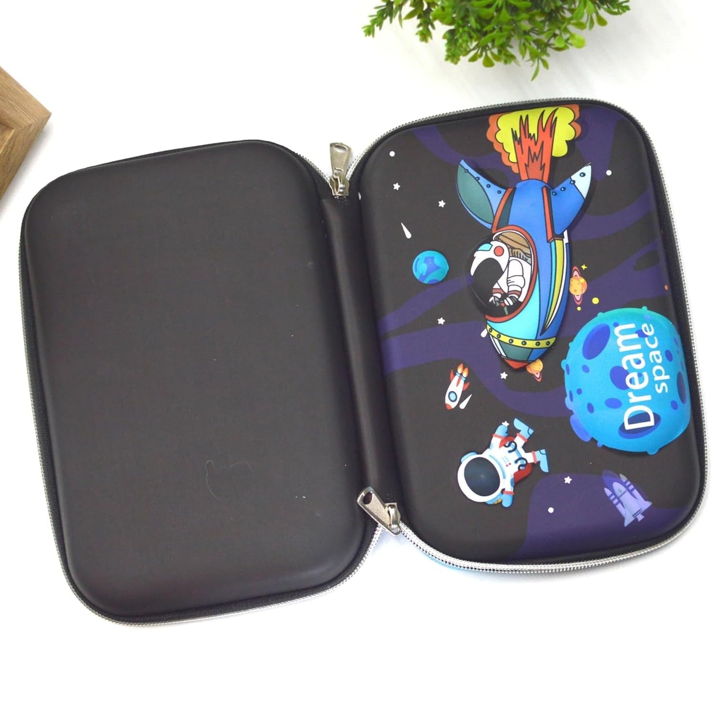 Qatalitic Big Size EVA 3D Cover Pencil Case, Large Capacity (Space Astronaut) Pencil Case with Compartments, School Pouch Organizer for Students, Stylish Pen Holder Pouch, Art Pencil Box (Deep Blue)