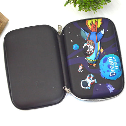 Qatalitic Big Size EVA 3D Cover Pencil Case, Large Capacity (Space Astronaut) Pencil Case with Compartments, School Pouch Organizer for Students, Stylish Pen Holder Pouch, Art Pencil Box (Deep Blue)