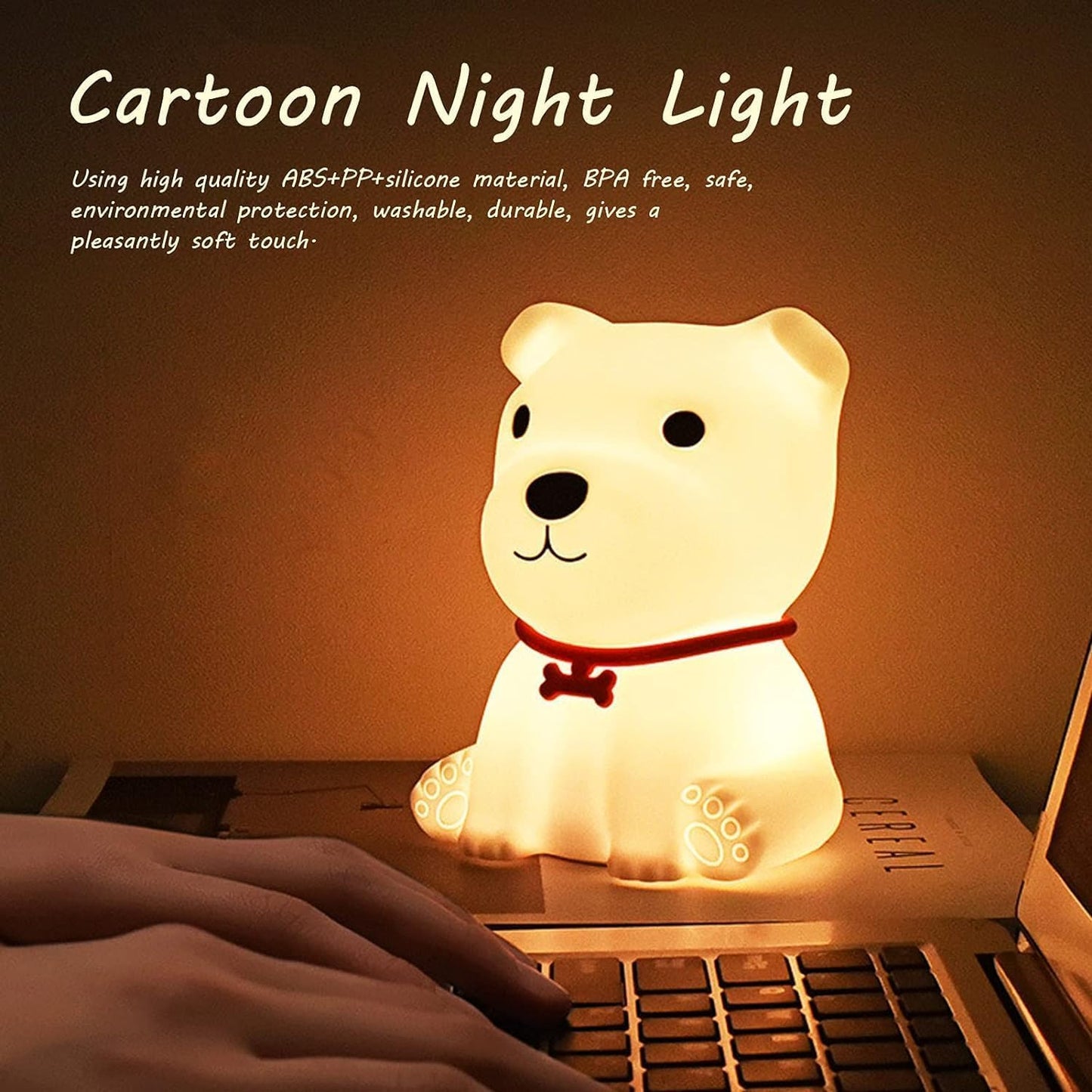 Veriexpress Dog Rechargeable Silicone Night Lamp - Cute Dog Lamp, Kids Night Light, Nursery Decor, Birthday Gift, Silicone LED Light
