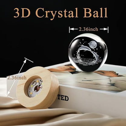 Verixpress 3D Crystal Ball Night Light Lamp with Dolphin Design Night LED Lamp with Wooden Base for Kids Room, Bedroom Home Decor, Office, Birthday Gift...
