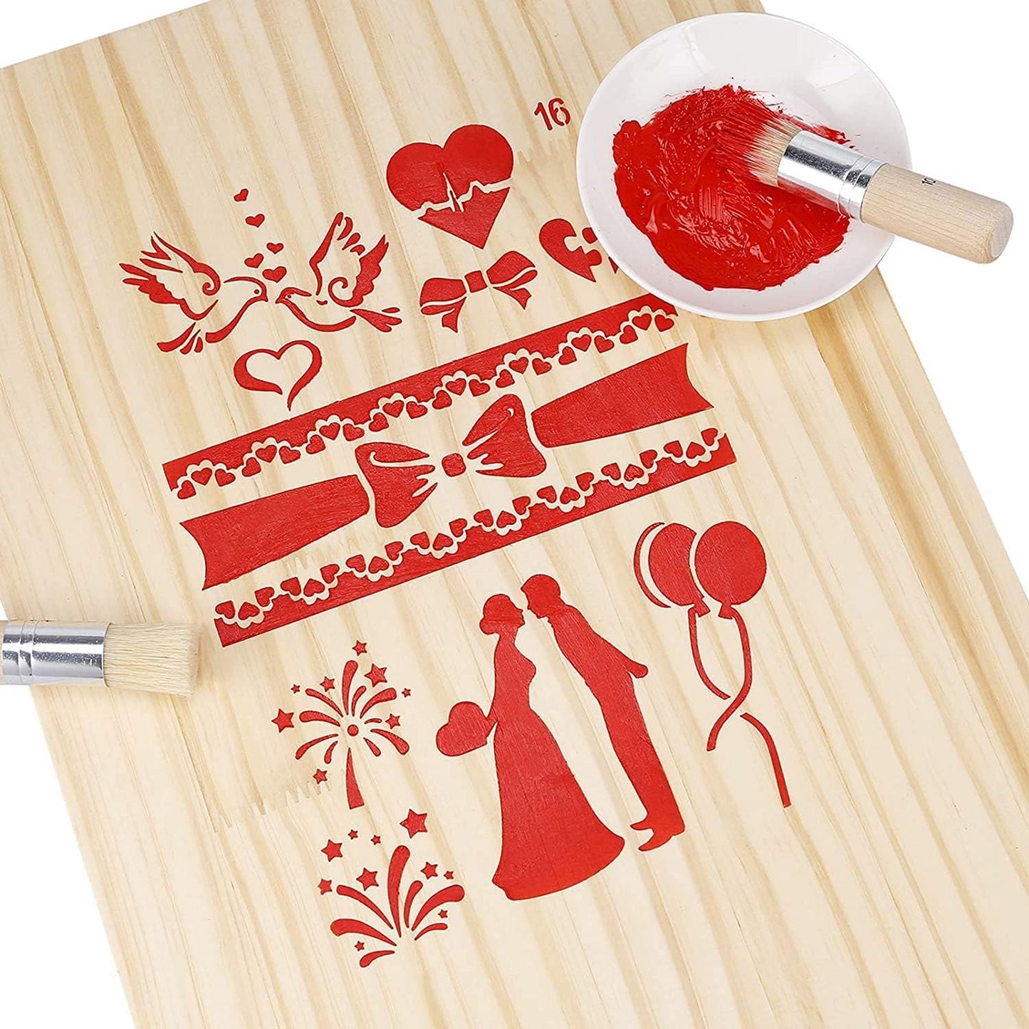 VeriXpress 3 pcs Stencil Brushes Set, Natural Bristle Brushes Perfect for Acrylic Painting, Oil Painting, Watercolor Painting, Stencil Project, Card Making and DIY Art Crafts