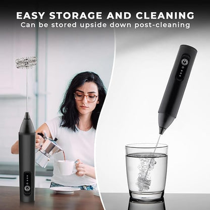 Veriexpress Coffee Frother Electric Rechargeable Coffee Maker Machine for Home Electric Coffee Frother Machine & Milk Whisker with Dual Spring Tech Whisk Beater Foam Maker for Mocktails Coffee Latte Matcha Foamer Cappuccino