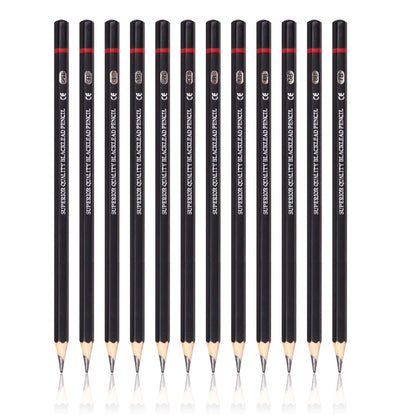 Qatalitic 12 Pcs Artist Sketch Pencils, Graphite Pencil Set, with Metal Case for Sketching, Drawing, and Shading (2H, H, F, HB, B, 2B, 3B, 4B, 5B, 6B, 7B, 8B)