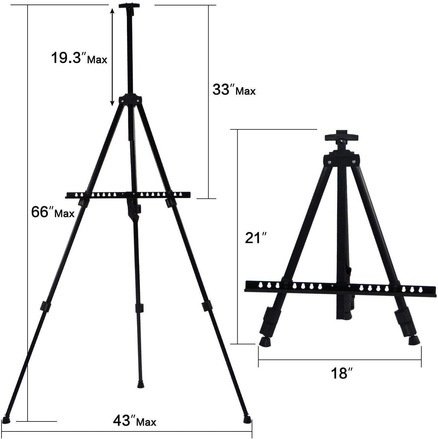 Qatalitic Portable Lightweight Tripod Easel for Professional Artist's, Metal Display Easel Stand with Adjustable Height with Nylon Carry Case for Painting, Display and Advertisement Purposes