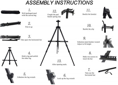 Qatalitic Portable Lightweight Tripod Easel for Professional Artist's, Metal Display Easel Stand with Adjustable Height with Nylon Carry Case for Painting, Display and Advertisement Purposes