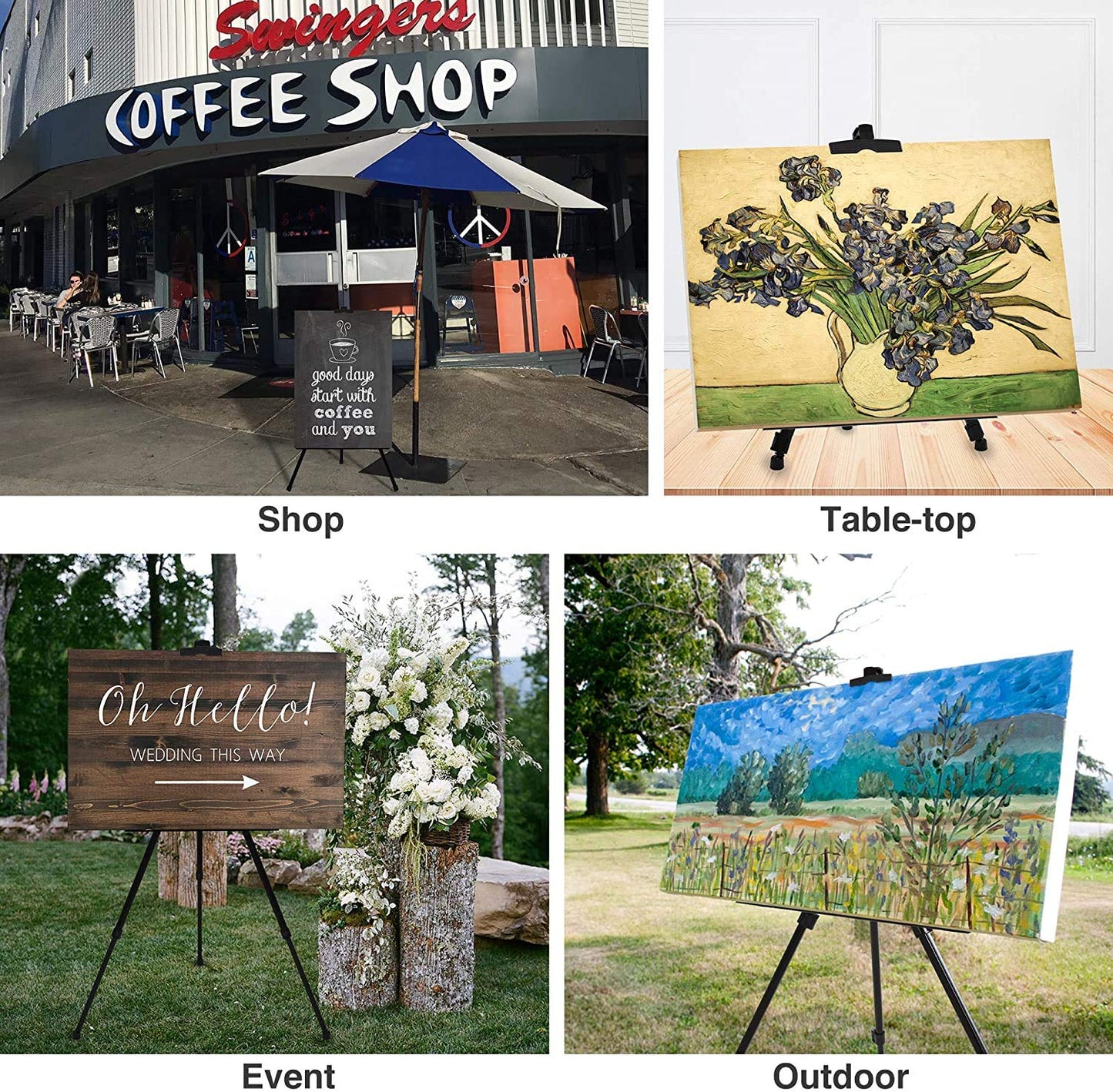 Qatalitic Portable Lightweight Tripod Easel for Professional Artist's, Metal Display Easel Stand with Adjustable Height with Nylon Carry Case for Painting, Display and Advertisement Purposes