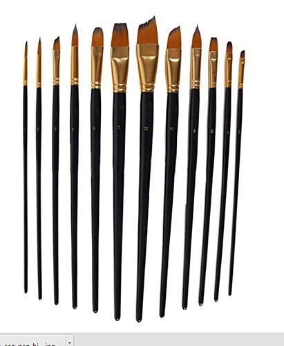 Qatalitic Set of 12 Professional & Exclusive Fine Art Long Handled Premium Paint Brush Set & Zippered Carry Bag with Pop Up Stands for Oil Acrylic Watercolor Painting