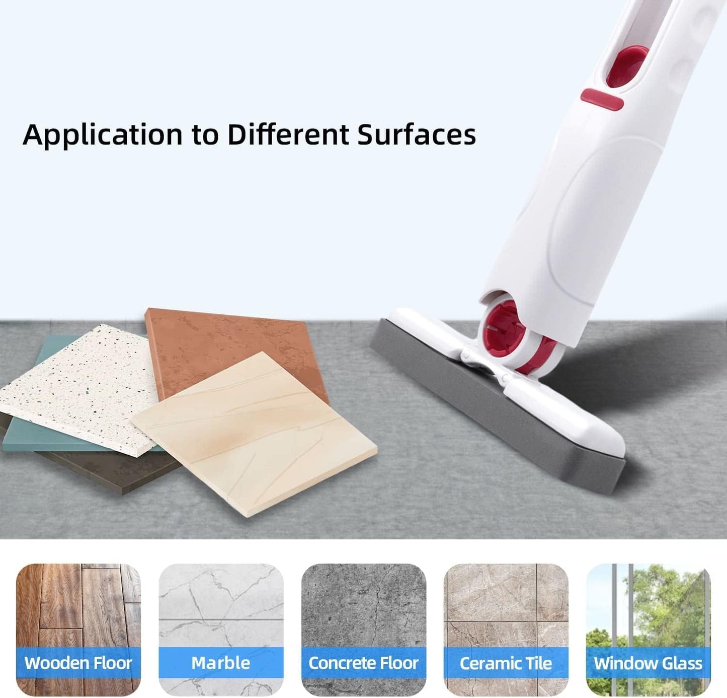 Qatalitic Mini Mop Mini Mop for Kitchen with Sponge Portable Mini Mop Self Squeeze Strong Absorbent Magic Wiper for Kitchen Small Sponge Mop Self Squeezing Wet & Dry Use for Bathroom & Home
