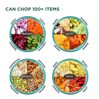 Verixpress Polypropylene Mini Handy and Compact Chopper with 3 Blades for Effortlessly Chopping Vegetables and Fruits for Your Kitchen