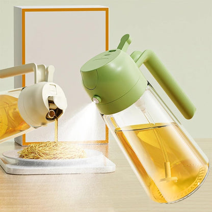 VeriXpress 500ml 2 in 1 Oil Spray Bottle and Oil Dispenser Bottle for Kitchen, Glass Oil Bottle with Nozzle, for Air Fryer, Roasting and Frying, Oil and Vinegar, Pourer and Sprayer Bottle (Multicolor)