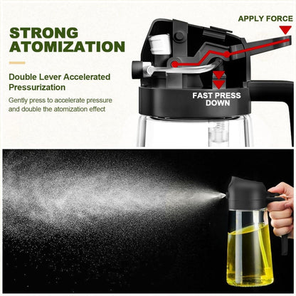 VeriXpress 500ml 2 in 1 Oil Spray Bottle and Oil Dispenser Bottle for Kitchen, Glass Oil Bottle with Nozzle, for Air Fryer, Roasting and Frying, Oil and Vinegar, Pourer and Sprayer Bottle (Multicolor)