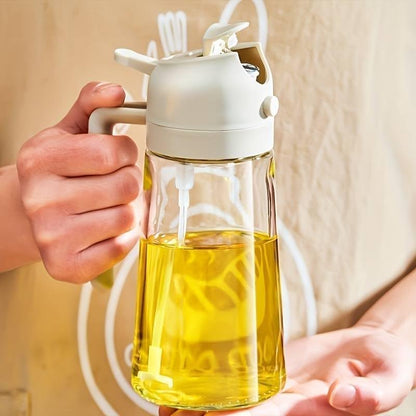 VeriXpress 500ml 2 in 1 Oil Spray Bottle and Oil Dispenser Bottle for Kitchen, Glass Oil Bottle with Nozzle, for Air Fryer, Roasting and Frying, Oil and Vinegar, Pourer and Sprayer Bottle (Multicolor)