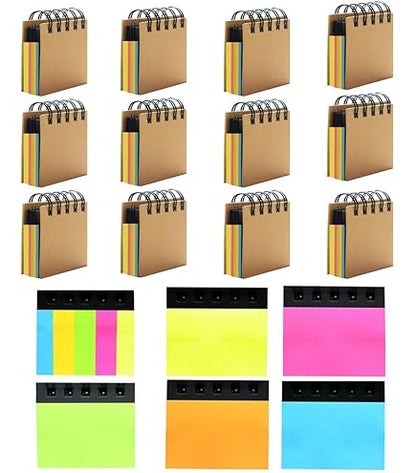 Qatalitic Spiral Sticky Note Pad Pocket Size  with Adhesive Notes (125 Leaves and 125 Flags) (pack of 12)