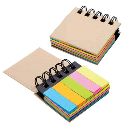 Qatalitic Spiral Sticky Note Pad Pocket Size (3 x 2 inch) with Adhesive Notes (125 Leaves and 125 Flags) (pack of 2)