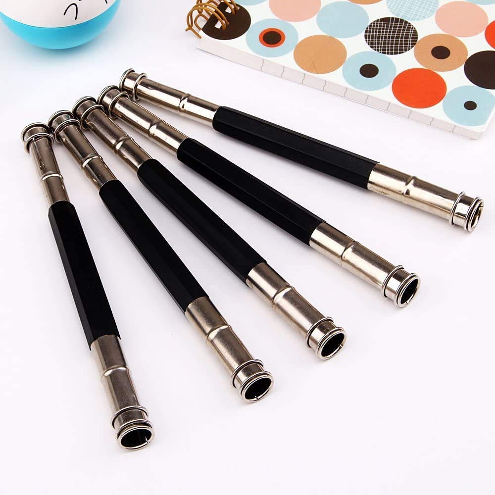 Qatalitic Pencil Extender/Lengthener With Metal Heads (Pack Of 2) | Adjustable Handy Pencil Holder For Schools, Office, Eyeliners, Sketching, Writing And Diy Art & Crafts, Multicolor