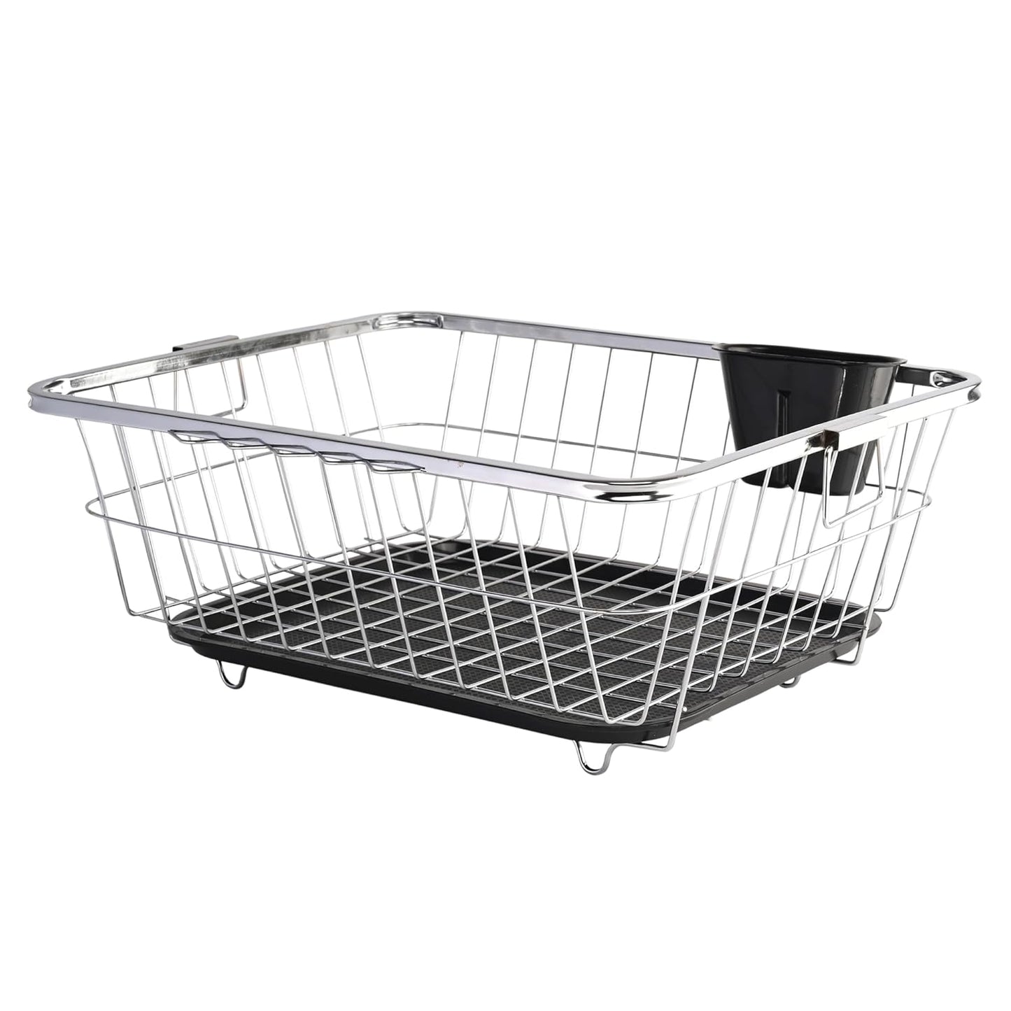 Veriexpress Industries Stainless Steel Dish Rack for Kitchen | Vessels Organizer Stands with Handle | Spoon Holder & Draining Tray Included | 17x22 Inch