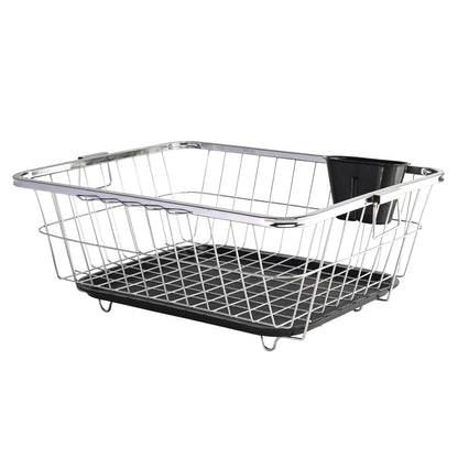 Veriexpress Industries Stainless Steel Dish Rack for Kitchen | Vessels Organizer Stands with Handle | Spoon Holder & Draining Tray Included | 17x22 Inch
