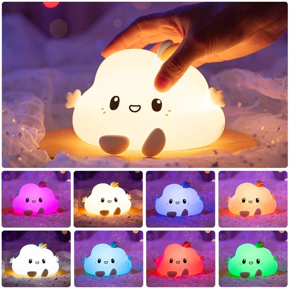 Veriexpress Cloud Rechargeable Silicone Night Lamp - Cloud LED Night Lamp, Kids Night Light, Nursery Decor, Birthday Gift, Silicone LED Light