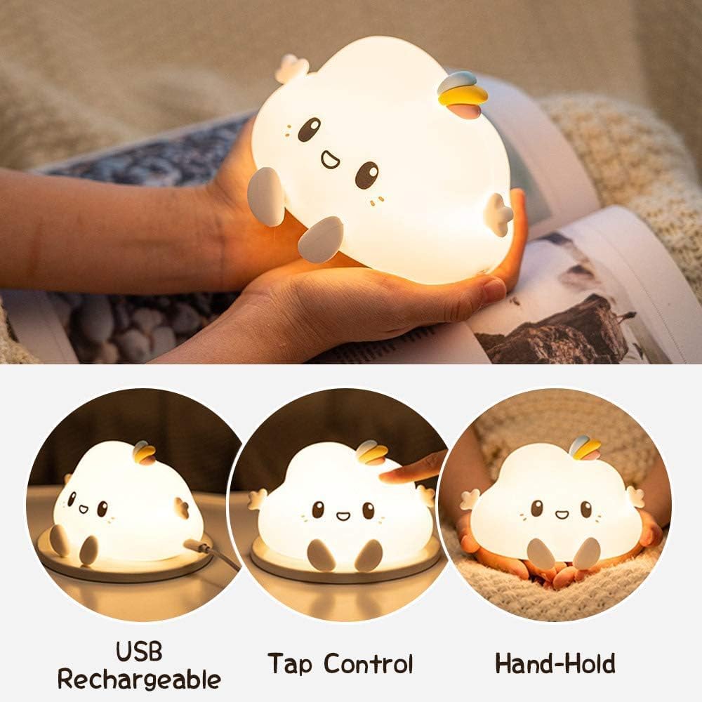 Veriexpress Cloud Rechargeable Silicone Night Lamp - Cloud LED Night Lamp, Kids Night Light, Nursery Decor, Birthday Gift, Silicone LED Light
