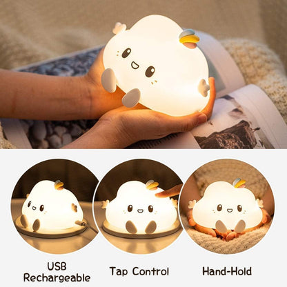 Veriexpress Cloud Rechargeable Silicone Night Lamp - Cloud LED Night Lamp, Kids Night Light, Nursery Decor, Birthday Gift, Silicone LED Light