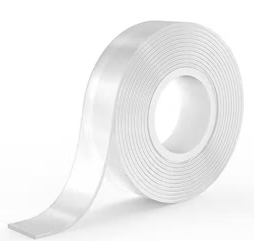 Qatalitic Double Sided Adhesive Tape 3 Meter Heavy Duty, Clear & Tough Nano Tape, Removable, Reusable and Washable, Heat Resistant, Multi-Functional Transparent Grip Tape for DIY Art & Craft, Mounting Tape for Kitchen, Home Decor