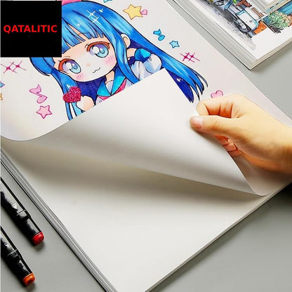Qatalitic Cartridge A4 White Sketch Paper 150 GSM Set of 20sheets, for Artists, Ideal for Charcoal, Graphite, Acrylic, Watercolor, Gouache, Ink, & Other Mixed Media