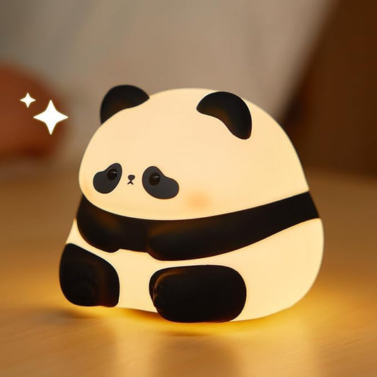 veriexpress Baby Panda Night Light Soft Silicone Touch Lamp | Rechargeable LED Bedside Light For Kids, Toddlers, Nursery & Bedroom | Cute Animal Design Gift For Boys & Girls,Black & White