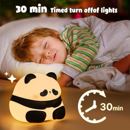 veriexpress Baby Panda Night Light Soft Silicone Touch Lamp | Rechargeable LED Bedside Light For Kids, Toddlers, Nursery & Bedroom | Cute Animal Design Gift For Boys & Girls,Black & White