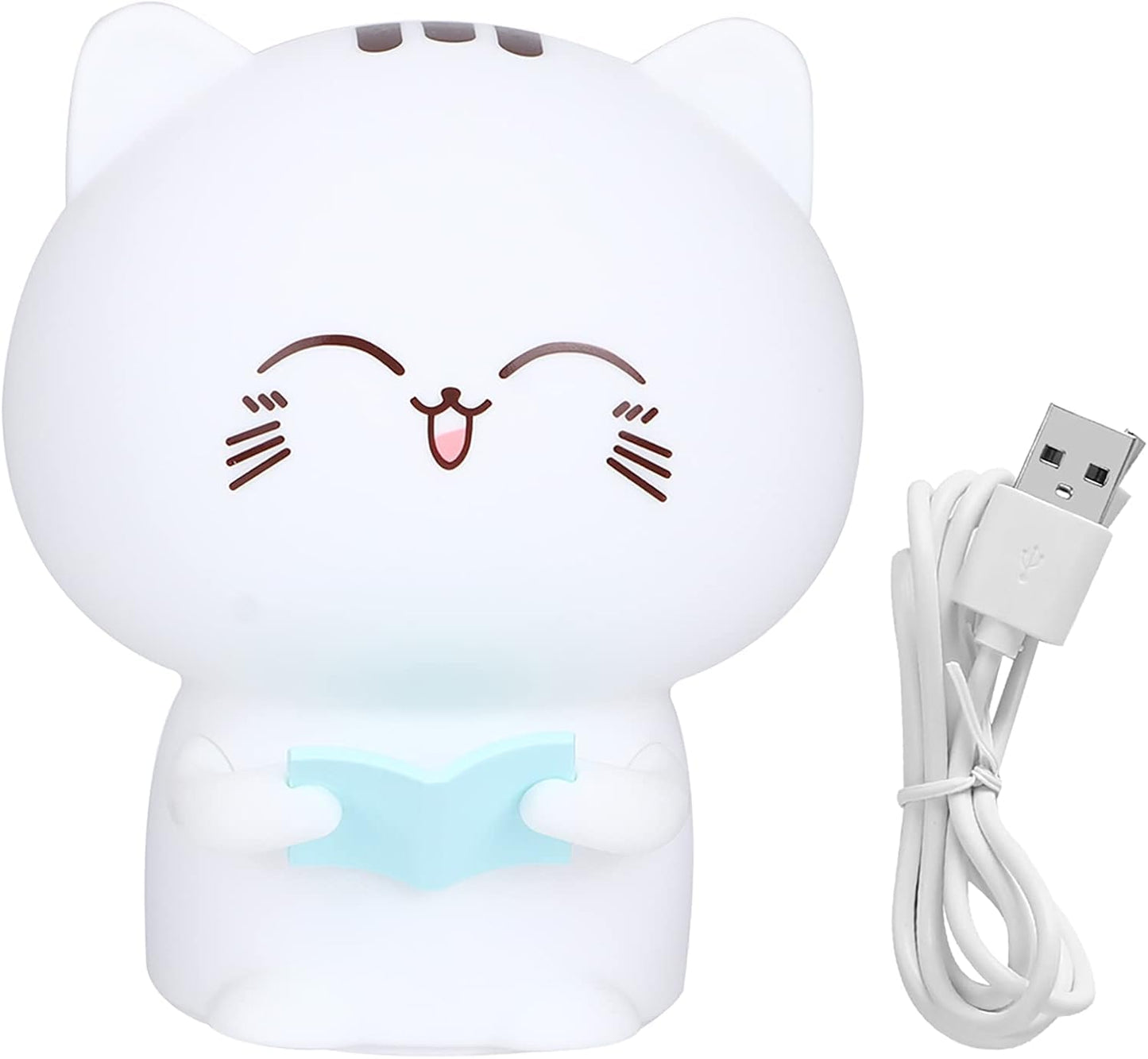 Veriexpress Kitty Lamp, Kitty Gifts, Book Reading Cat Silicone Touch Lamp, Birthday Gift for Girls and Boys, 7 Color Touch Control Led Beside Night Light for Nursery Kids | Kitty Gifts for Girls & Woman
