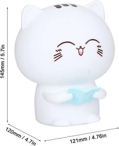 Veriexpress Kitty Lamp, Kitty Gifts, Book Reading Cat Silicone Touch Lamp, Birthday Gift for Girls and Boys, 7 Color Touch Control Led Beside Night Light for Nursery Kids | Kitty Gifts for Girls & Woman