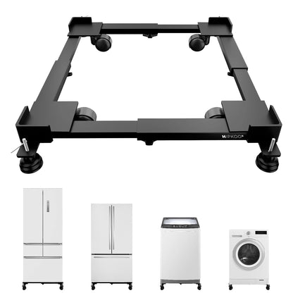 Veriexpress Universal & Adjustable Metal Washing Machine Stand (5 KG to 12 KG) | Trolley with Wheels | Single/Double Door Fridge Stand, Air Cooler Stand | 170 KG Capacity, 4 Anti Vibration Pads |Refrigerator stand with Wheels|Dishwasher Stand Trolley
