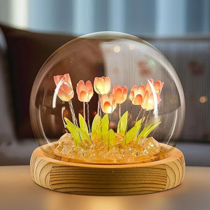 Verixpress Romantic Tulip Night Light | Battery Powered for Home Decor, Soft Pink Glow, Ideal Gift for Loved Ones, 9 DIY Tulip Flowers | Gifts for Woman | Valentine Gift