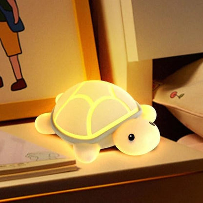 Veriexprees Cute Turtle Night Light, LED Bedside Baby Room Lamp, Soft BPA-Free Silicone, USB Rechargeable Lamp with Touch Sensor Control Table Light for Kids, Birthday Gifts, Valentine Gift