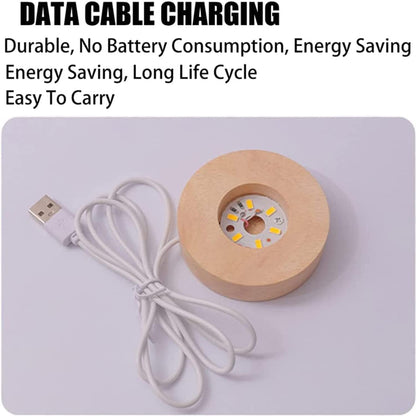 Verixpress 3D Crystal Happy Birthday Lamp Engraved Crystal Ball LED Night Light with Wooden Base - USB Powered Glass Ball Led Night Light Table Lamp for Kids.