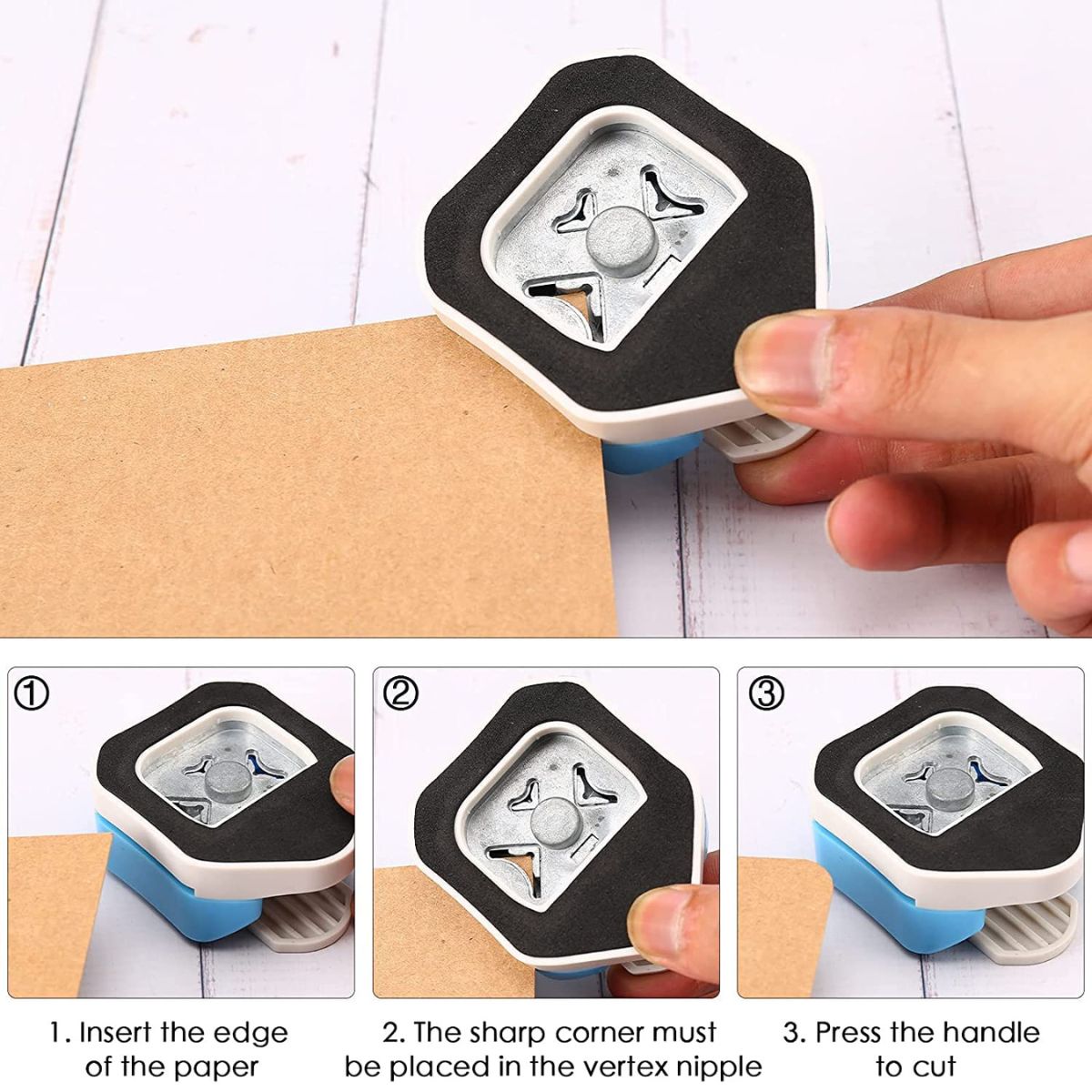 Qatalitic 3 in 1 Corner Cutter Punch for DIY Art & Crafts, Photo Cutter, Project Book making, Angle Eater (Size - R4mm, R7mm and R10mm)