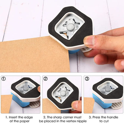 Qatalitic 3 in 1 Corner Cutter Punch for DIY Art & Crafts, Photo Cutter, Project Book making, Angle Eater (Size - R4mm, R7mm and R10mm)