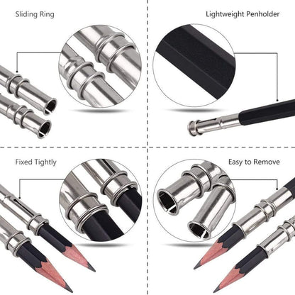 Qatalitic Pencil Extender/Lengthener with Metal Heads (Pack of 2)