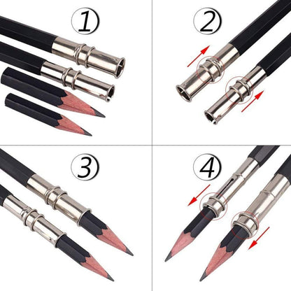 Qatalitic Pencil Extender/Lengthener with Metal Heads (Pack of 2)