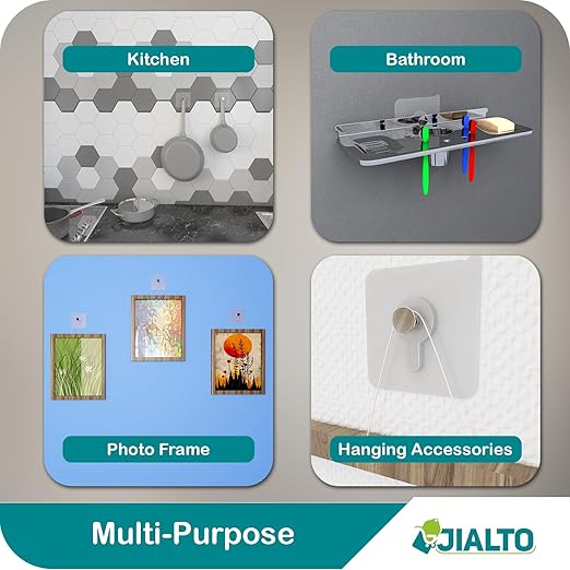 Verixpress 30 Pcs Heavy Duty Adhesive Nail Hooks - Nail-Free Wall Hooks for Bathroom, Kitchen, and Bedroom -Sticky Photo Frame Hangers (Pack of 30)