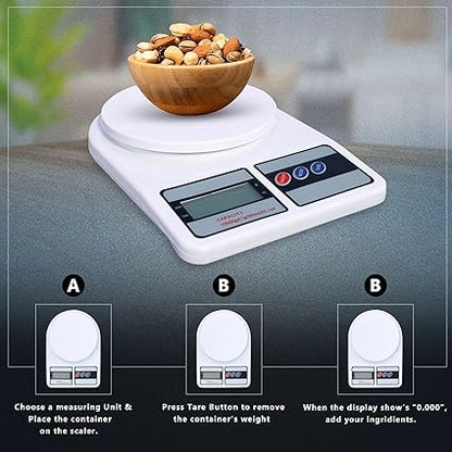 Verixpress Weight Machine for Kitchen, Digital Scale with LCD Display, Scale for Home Baking, Cooking & Balance Diet. Weighing Machine with capacity 10Kg with back light